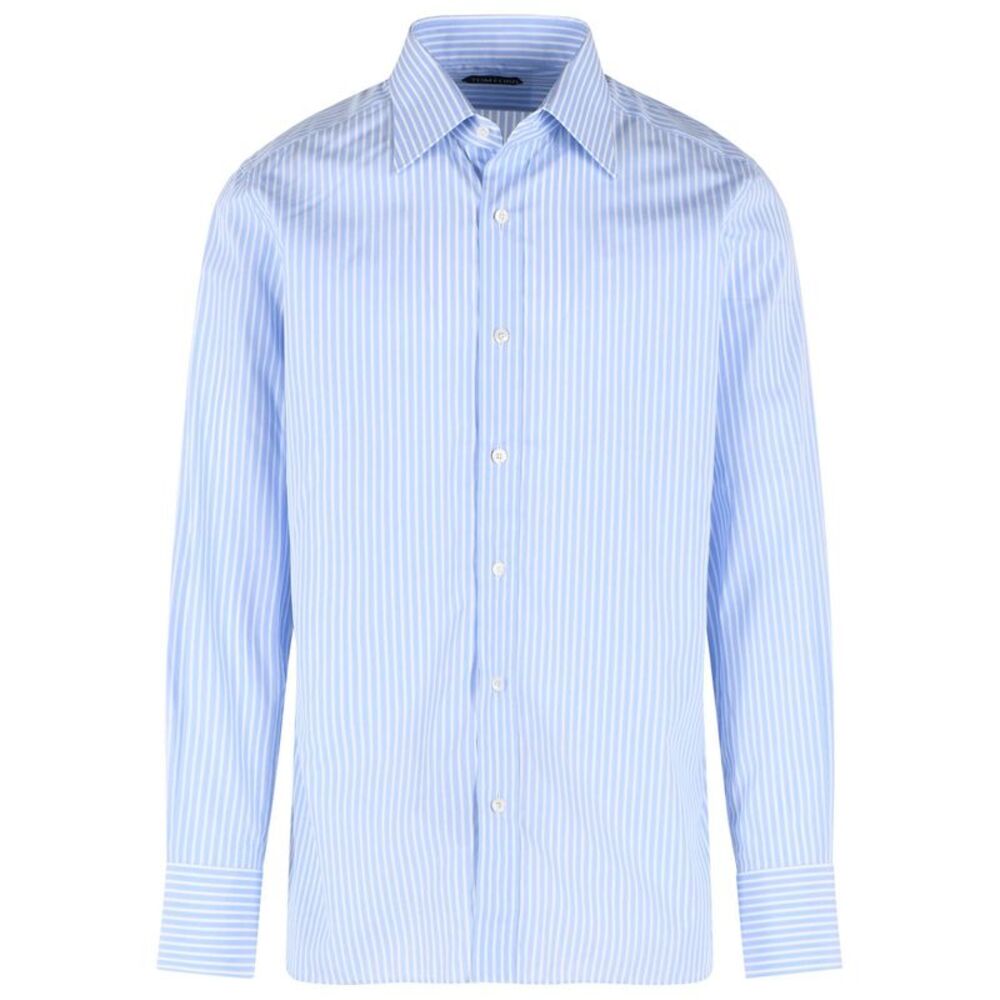 Tom Ford Light Blue And White Cotton Shirt Men